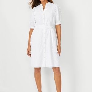 Ann Taylor floral texture tie waist shirt dress new with tags